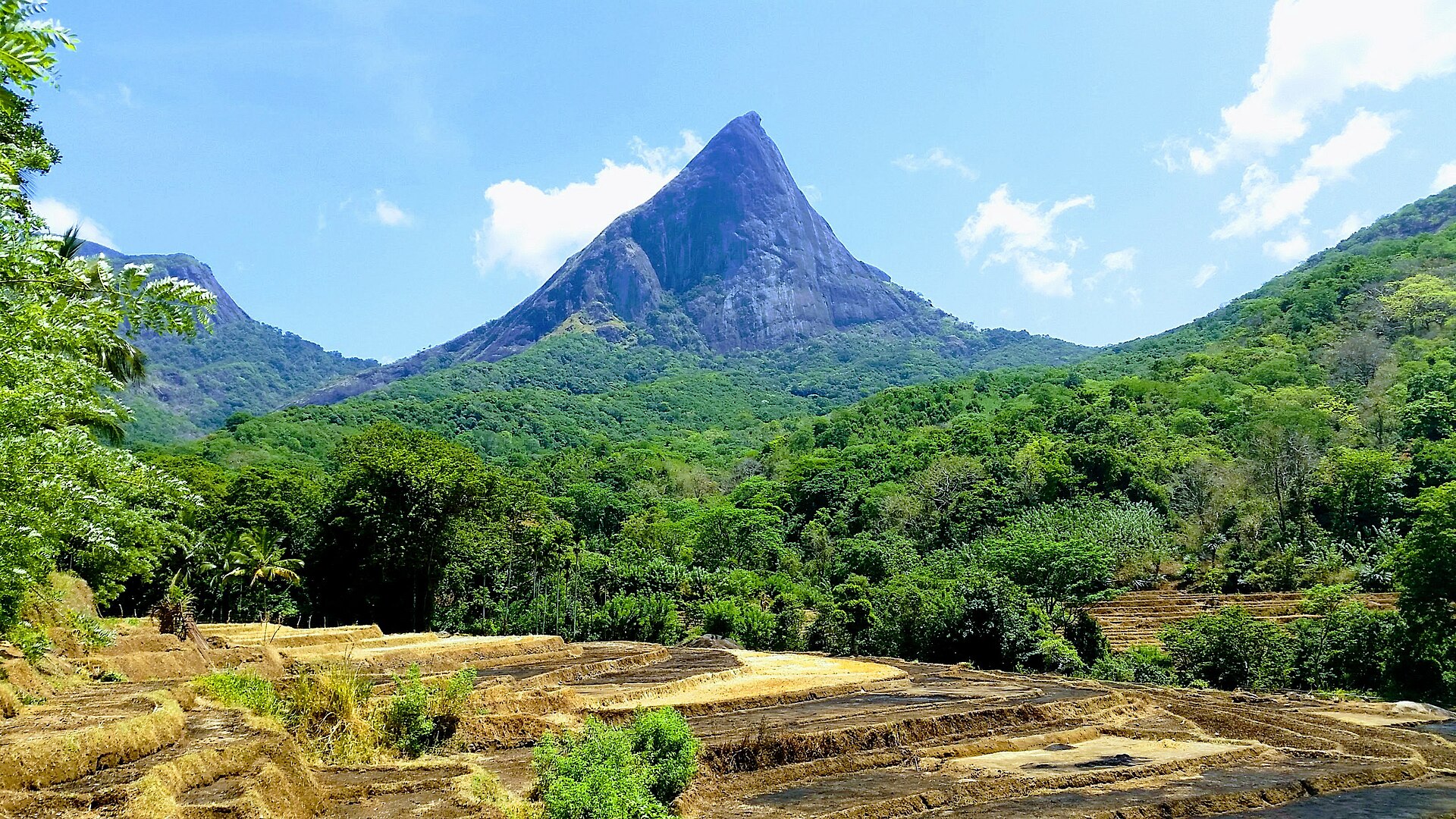 Lakegala mountain rising above Meemure village, Sri Lanka