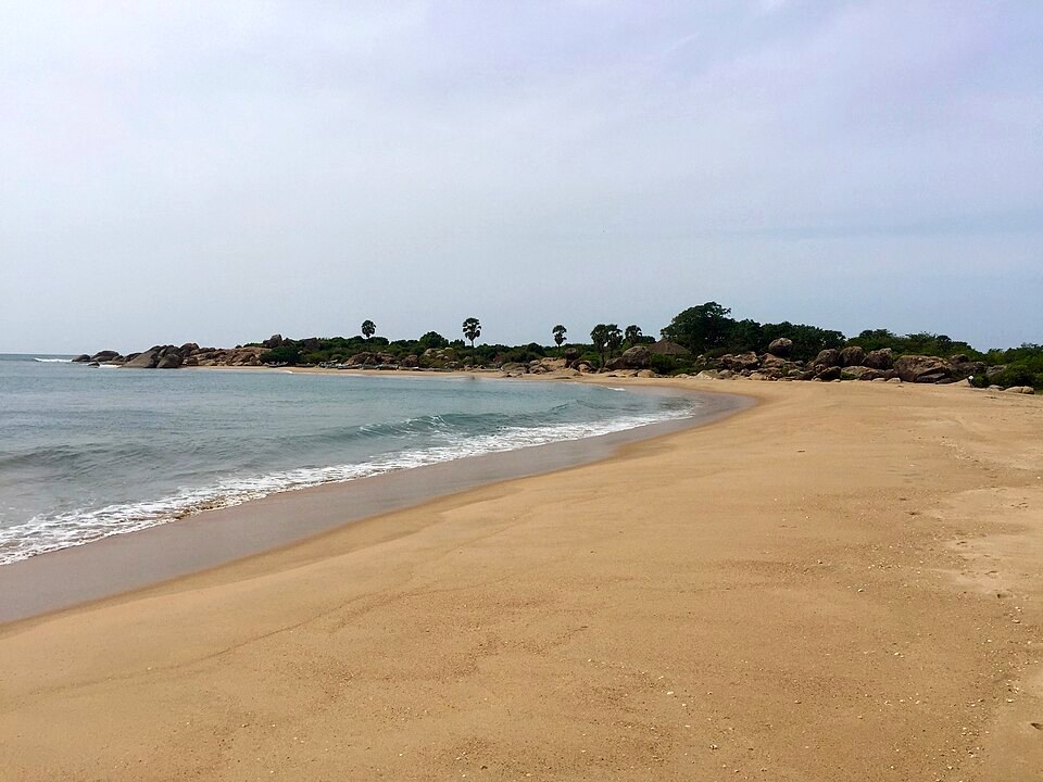 Surf and golden sands at Whiskey Point, Arugam Bay