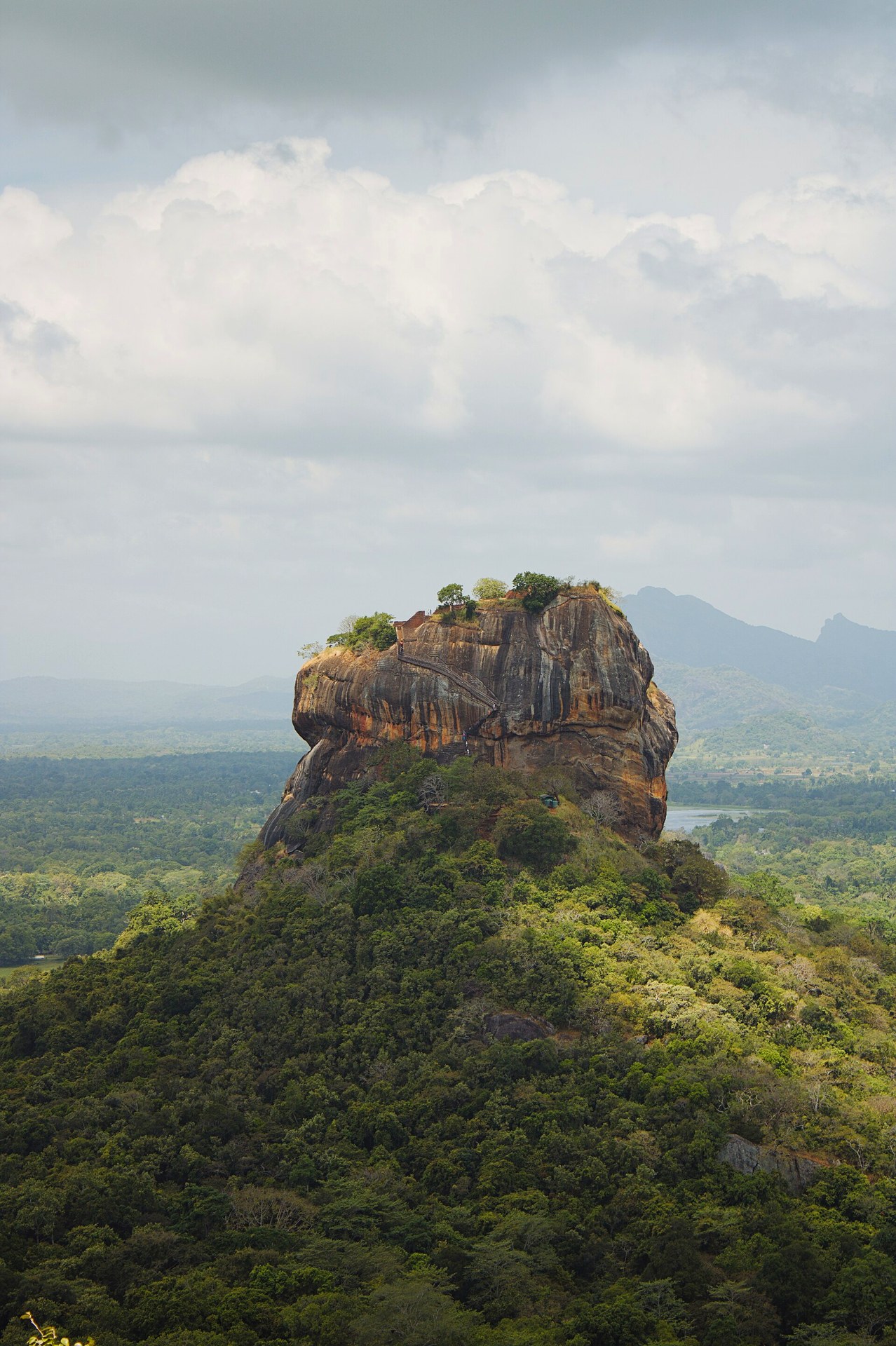 Sigiriya rock rising above the forest