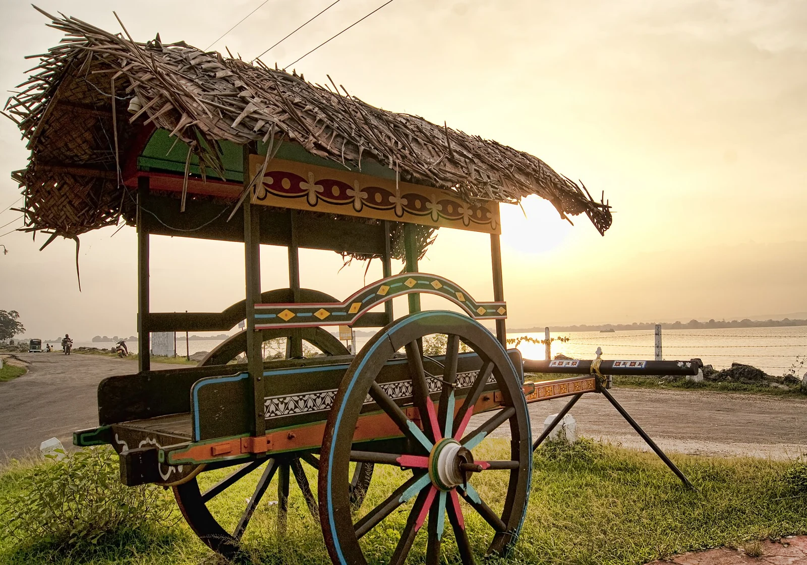 Traditional wooden bullock cart in Polonnaruwa, Sri Lanka